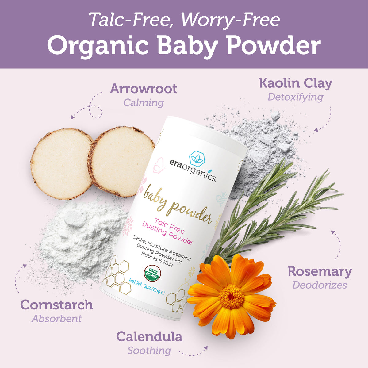 Buy Talc Free Organic Baby Powder - Era Organics