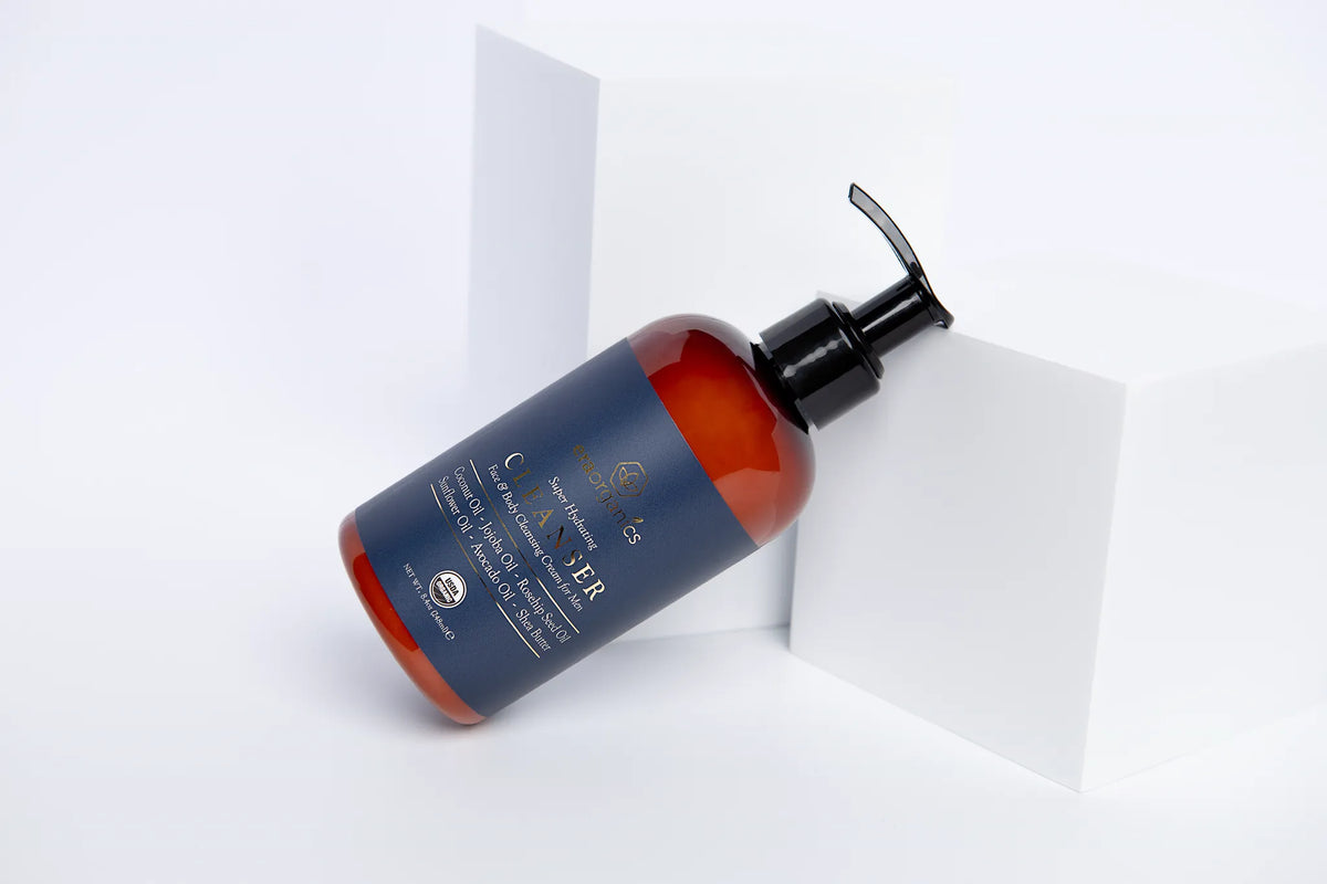 Era Organics Men's Face & Body Cleanser on white blocks